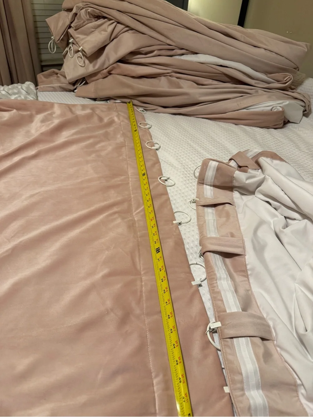 Custom 96” lined velvet curtain panel SET in blush pink